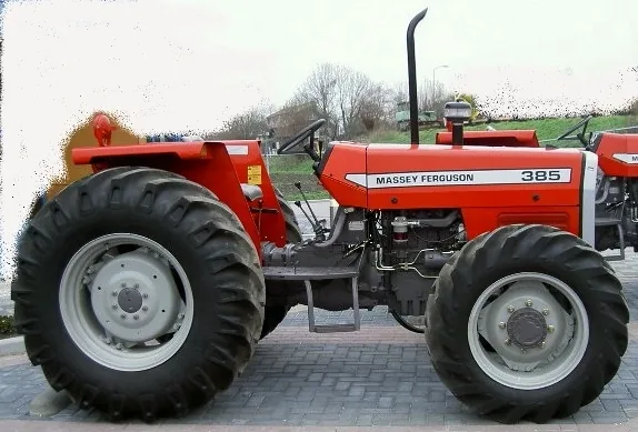 MF 385 4WD tractor side view for traction focused export inquiry